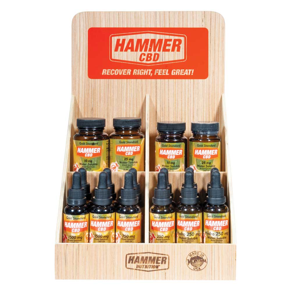 Wooden 4 Compartment Countertop CBD Display & Hammer Nutrition Global