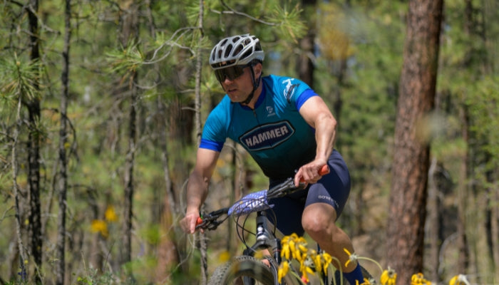 Mountain Bike Rider rocking Glacier Jersey